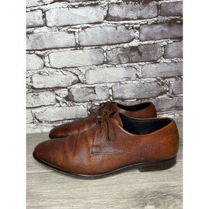 Duque di Galliano Brown Leather Pebbled Lace Up Oxfords Dress Shoes Men Sz 7M US
